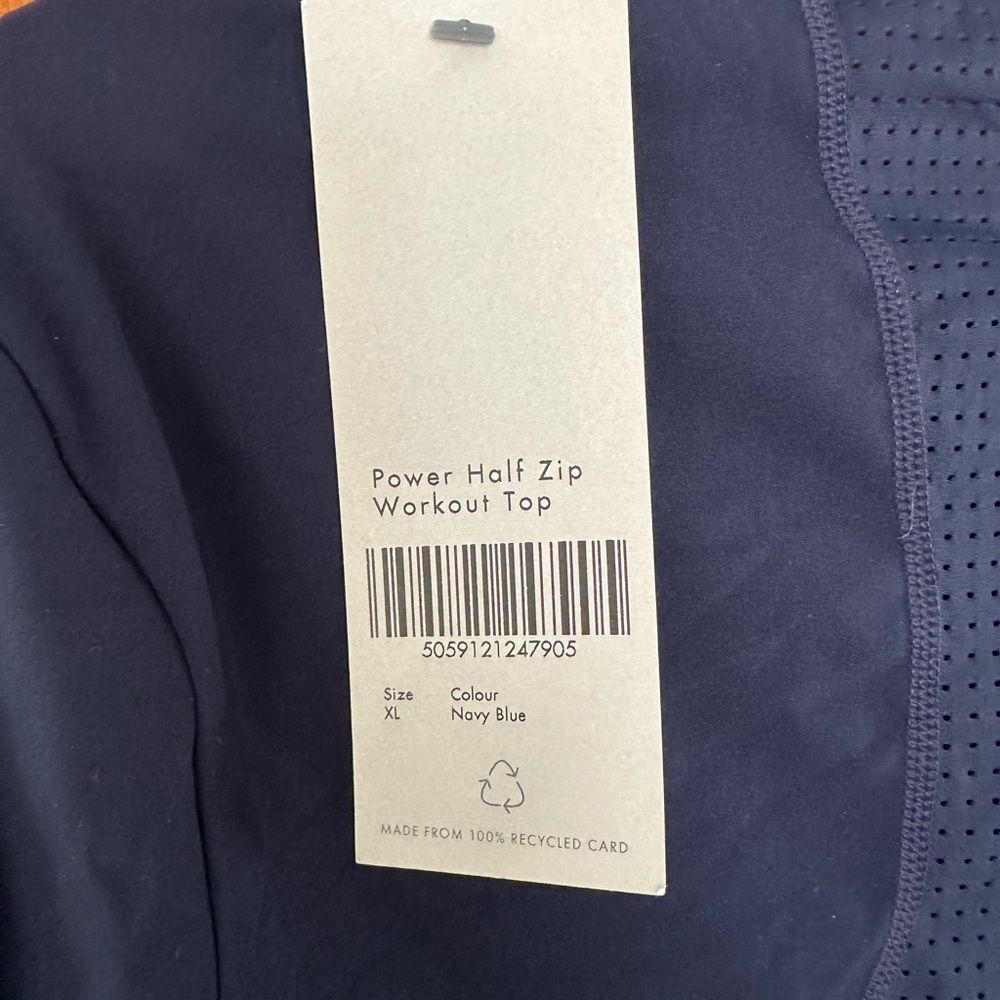 Sweaty Betty Navy Power Half Zip Crop Workout Top with Colorful Cuffs - Picture 5 of 5